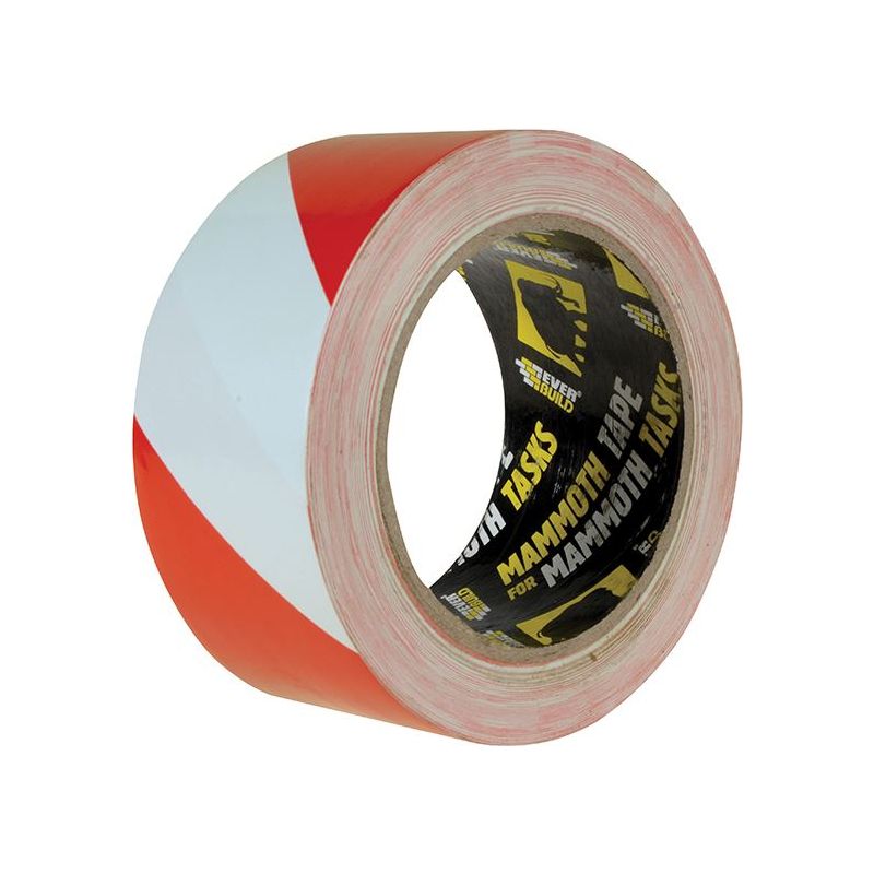 Everbuild Sika PVC Hazard Tape Red / White 50mm x 33m Everbuild Sika - RockBottom Northamptin