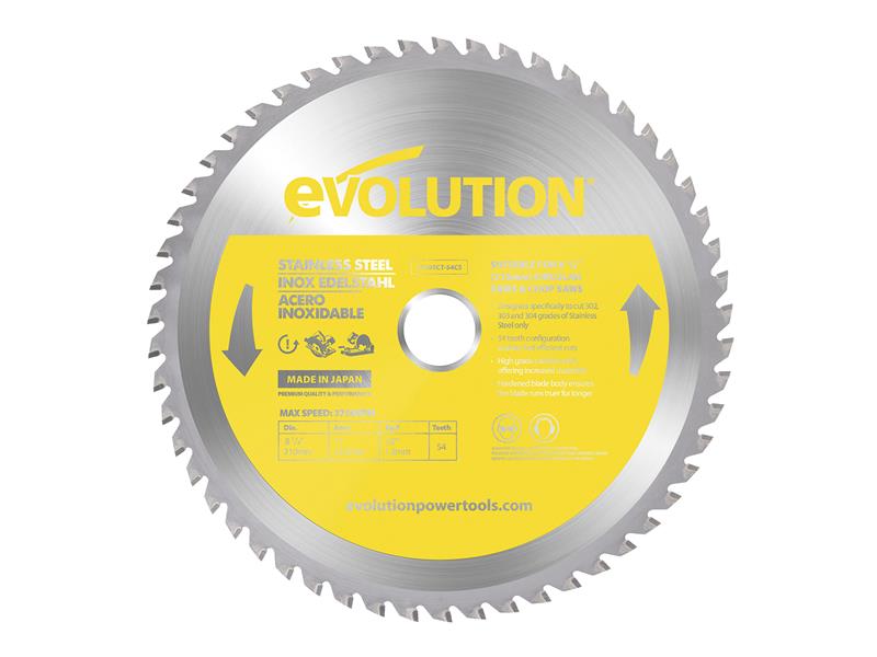 Evolution - Stainless Steel Cutting Circular Saw Blade 210 x 25.4mm x 54T