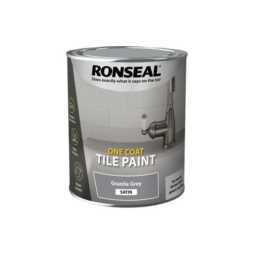 Ronseal One Coat Tile Paint Granite Grey Satin 750ml Ronseal - RockBottom Nothampton