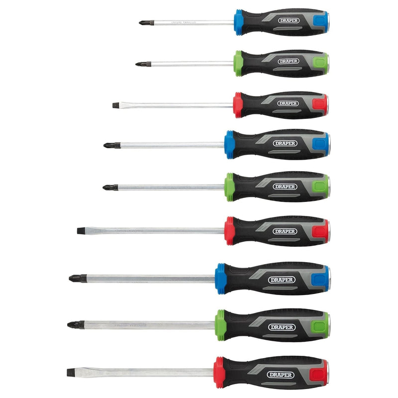 Draper Pound Thru Soft Grip Screwdriver Set (9 Piece) Draper - Town Tools
