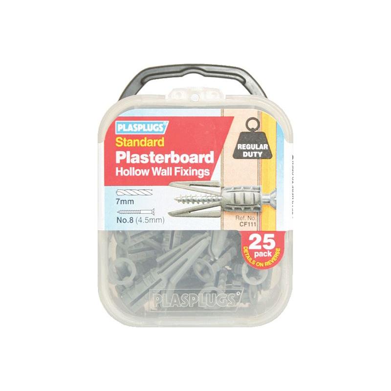 Plasplugs CF 111 Standard Plasterboard Fixings Pack of 25 Plasplugs - RockBottom Nothampton