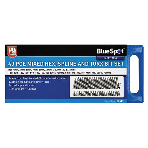Bluespot Tools Mixed Hex Spline & TORX Bit Set, 40 Piece BlueSpot Tools - RockBottom Northampton