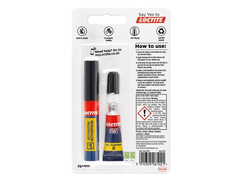 Loctite Super Glue All Plastics Pen 2g + 4ml Tube Loctite - RockBottom Northampton