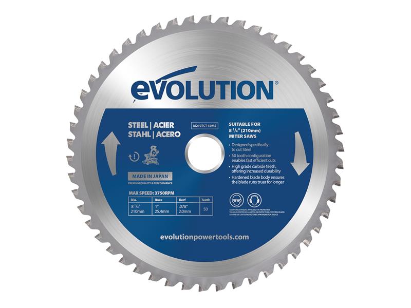 Evolution - Mild Steel Cutting Mitre Saw Blade 210 x 25.4mm x 50T