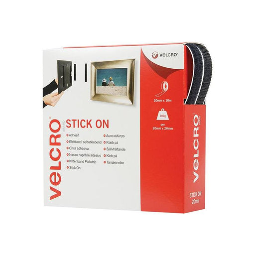 Velcro® Brand VELCRO® Brand Stick On Tape 20mm x 10m Black VELCRO® Brand - RockBottom Northampton