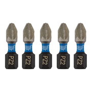 Draper Expert PZ-Type Impact Screwdriver Bits, No.2 x 25mm, 1/4" Hex (Pack of 5) Draper - Town Tools 