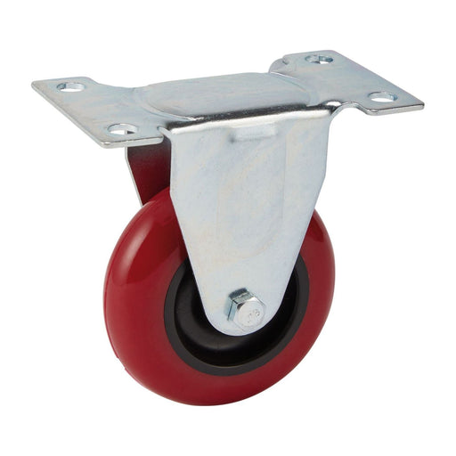 Draper Fixed Plate Fixing Polyurethane Wheel, 75mm Diameter, S.W.L. 100kg Draper - Town Tools