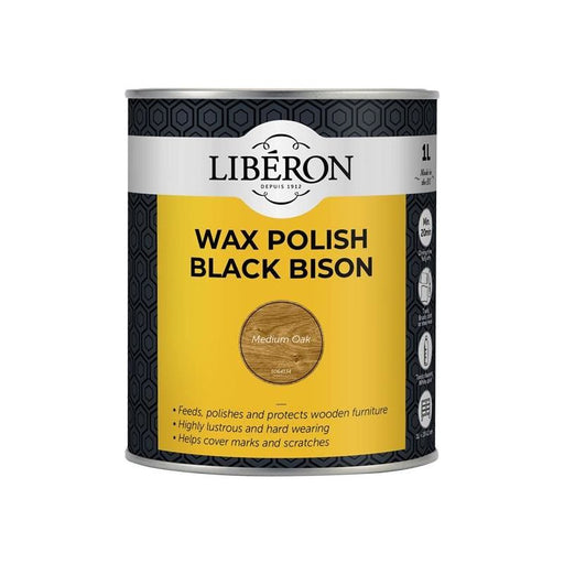 Liberon Black Bison Wax Paste Medium Oak 1kg Liberon - RockBottom Northampton
