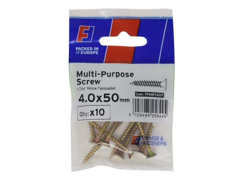 ForgeFix Multi-Purpose Pozi Screw CSK ST ZYP 4.0 x 50mm ForgePack 10 ForgeFix - RockBottom Northampton