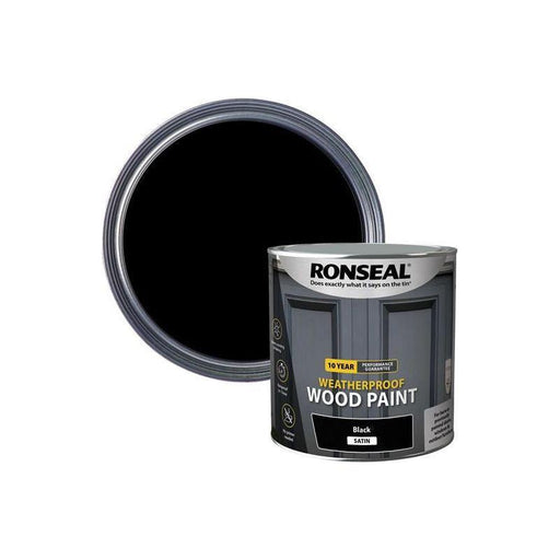 Ronseal 10 Year Weatherproof Wood Paint Black Satin 2.5 litre Ronseal - RockBottom Nothampton