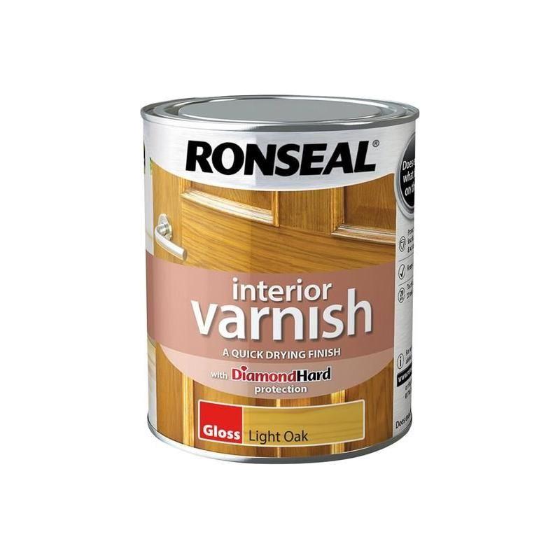 Ronseal Interior Varnish Quick Dry Gloss Light Oak Gloss 750ml Ronseal - RockBottom Nothampton