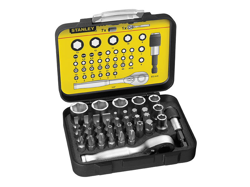 STANLEY® Hand Tools 1/4in Drive Ratchet, Bit & Socket Set, 39 Piece