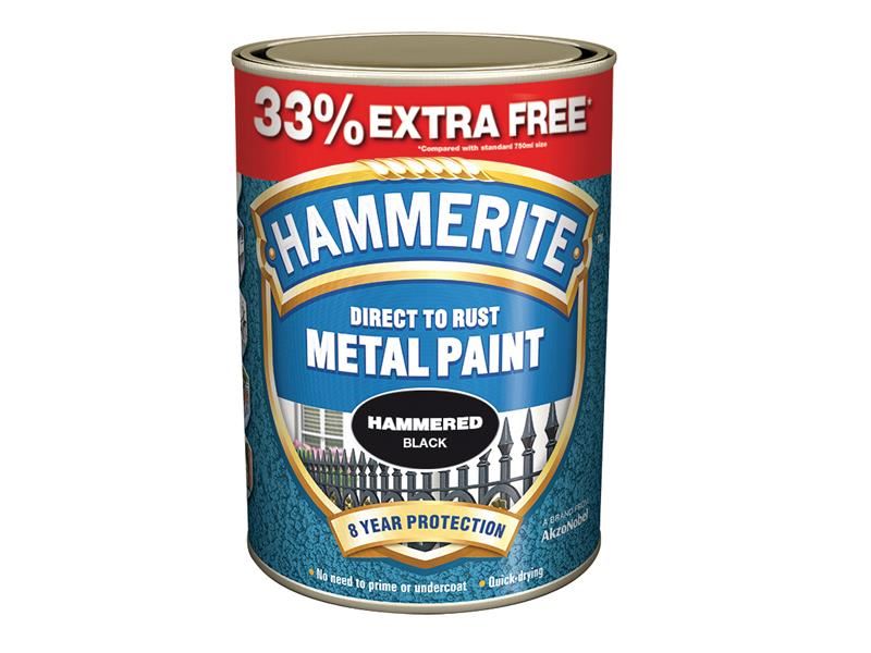 Hammerite Direct to Rust Hammered Finish Metal Paint Silver 750ml + 33% Hammerite - RockBottom Northampton