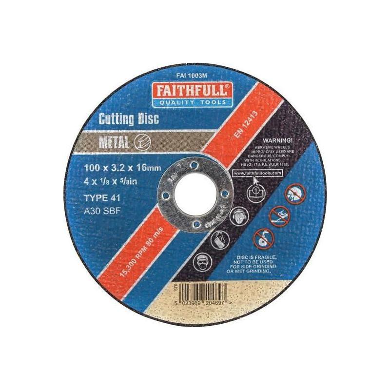 Faithfull Metal Cut Off Disc 100 x 3.2 x 16mm Faithfull - RockBottom Northampton