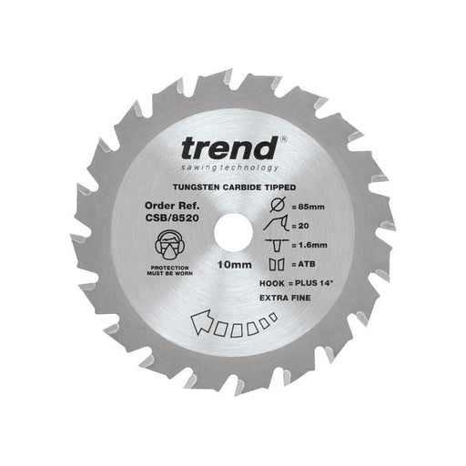 Trend CraftPro Mini Saw Blade 85 x 10mm x 20T Trend - RockBottom Northampton