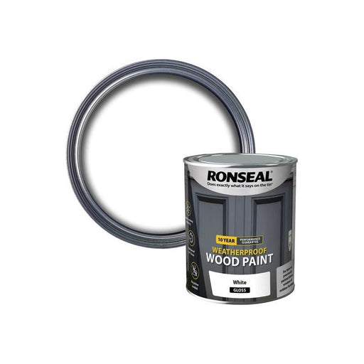 Ronseal 10 Year Weatherproof Wood Paint White Gloss 750ml Ronseal - RockBottom Nothampton