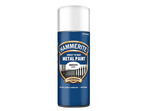 Hammerite Direct to Rust Smooth Finish Aerosol White 400ml Hammerite - RockBottom Northampton
