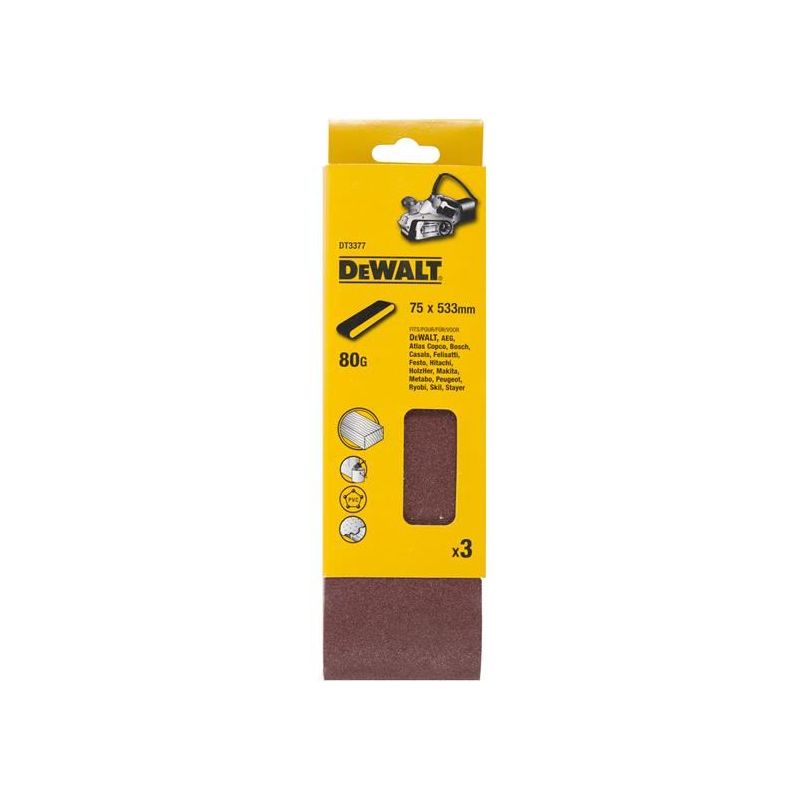 Dewalt Power Tools Sanding Belt 533 x 75mm 80G Pack of 3 DeWALT Power Tools - RockBottom Northampton