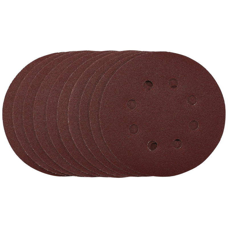 Draper Punched Sanding Discs, 125mm, Hook & Loop, 120 Grit, (Pack of 10) 54756 Draper - Town Tools 