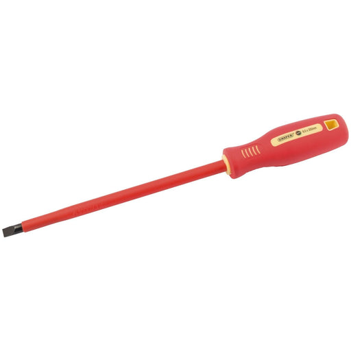 Draper Fully Insulated Plain Slot Screwdriver, 8 x 200mm (Sold Loose) 54273 Draper - Town Tools 