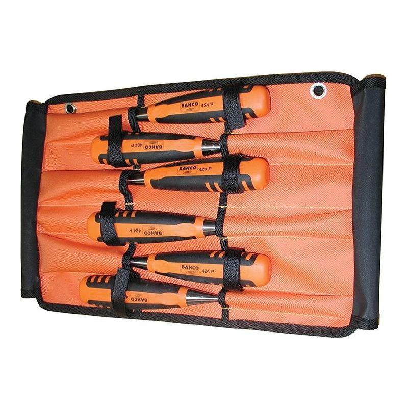 Bahco 424-P Bevel Edge Chisel Set in Roll, 6 Piece Bahco - RockBottom Northampton