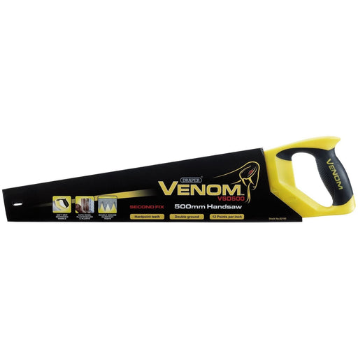 Draper Venom Second Fix Double Ground Handsaw, 500mm, 11tpi/12ppi Draper - Town Tools 
