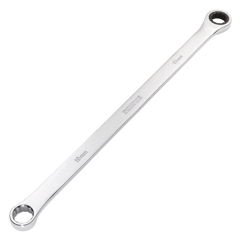 Draper Draper HI-TORQ Metric Extra-Long Double Ring Ratchet Spanner, 19mm Draper - Town Tools
