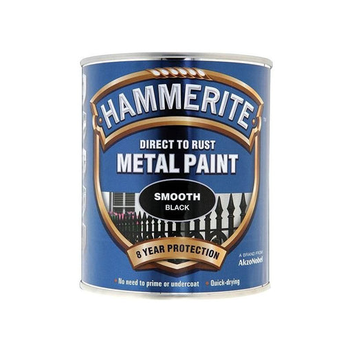 Hammerite Direct to Rust Smooth Finish Metal Paint Black 750ml Hammerite - RockBottom Northampton