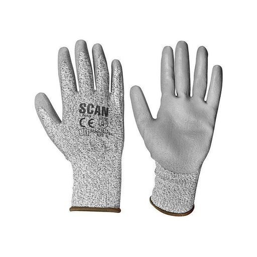 Scan Grey PU Coated Cut 3 Gloves - XL (Size 10) Scan - RockBottom Nothampton