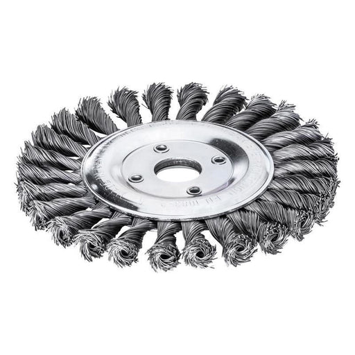Lessmann Knot Wheel Brush 115 x 14mm 22.2mm Bore, 0.50 Steel Wire Lessmann - RockBottom Northampton