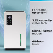 Daewoo 3.2L Dehumidifier with Air Purifier Quiet Low Energy Auto Shut-Off