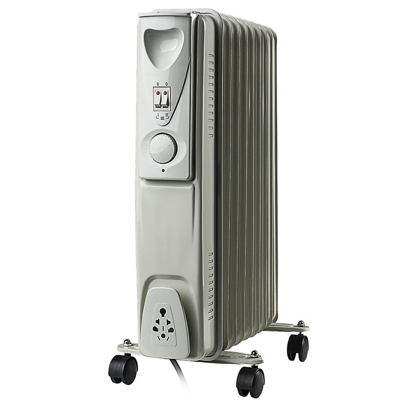 Daewoo Oil Filled Radiator 9 Fin 2000W Portable Heater Adjustable Thermostat White HEA1141GE