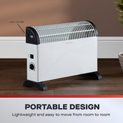Daewoo Portable Convector Heater Thermostat 3 Heat Settings 750W to 2000W Portable Bedroom Office Kitchen