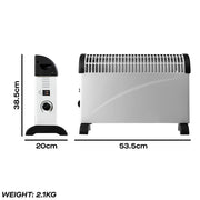Daewoo Portable Convector Heater Thermostat 3 Heat Settings 750W to 2000W Portable Bedroom Office Kitchen