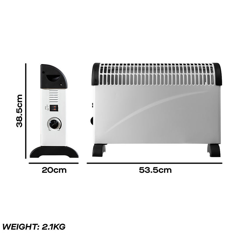 Daewoo Portable Convector Heater Thermostat 3 Heat Settings 750W to 2000W Portable Bedroom Office Kitchen