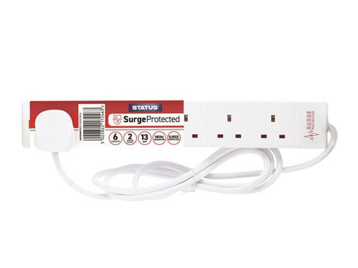 STATUS® Surge Protected Extension Lead 240V 6-Gang 13A White 2m