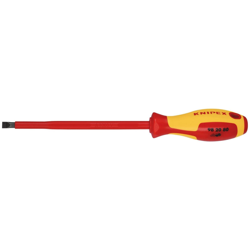 Draper Knipex 98 20 80 VDE Insulated Slotted Screwdriver, 8.0 x 175mm Draper - Town Tools