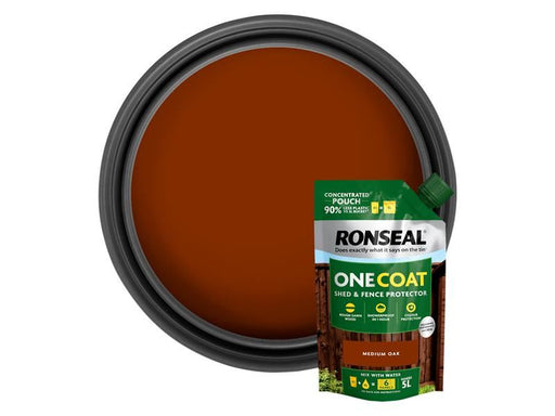 Ronseal One Coat Shed & Fence Refill Pouch Medium Oak 950ml Ronseal - RockBottom Nothampton