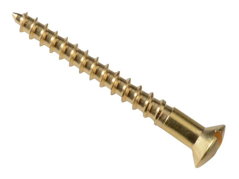 ForgeFix Wood Screw Slotted Raised Head ST Solid Brass 1.1/2 x 8in Forge Pack 10
