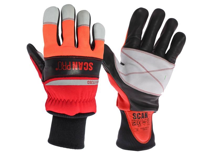Scan Class 1 Dual Hand Chainsaw Leather Gloves - XL (Size 10) Scan - RockBottom Nothampton