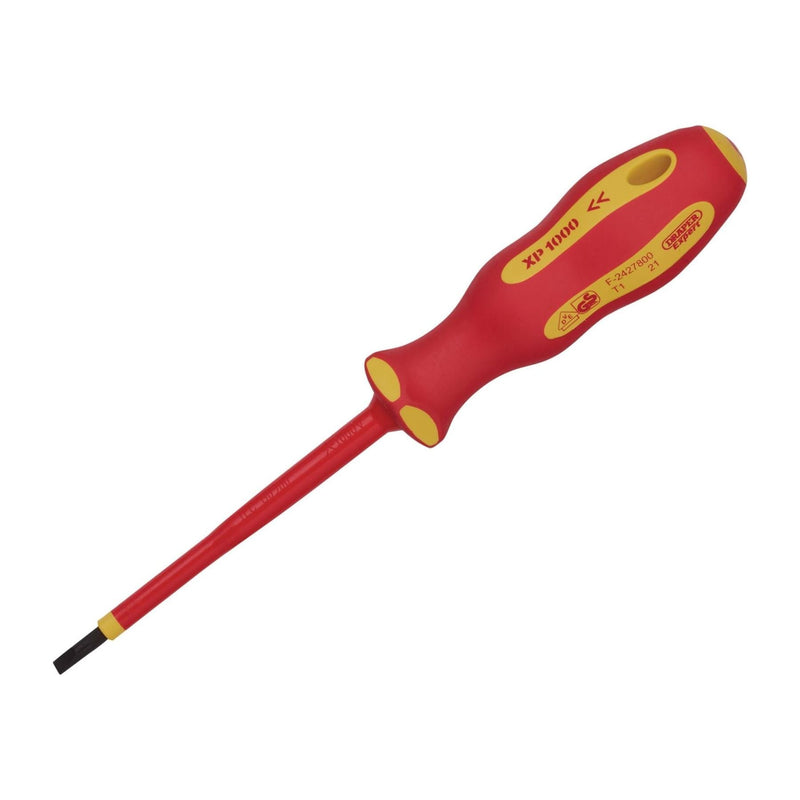 Draper XP1000 VDE Plain Slot Screwdriver, 4.0 x 100mm 64414 Draper - Town Tools 