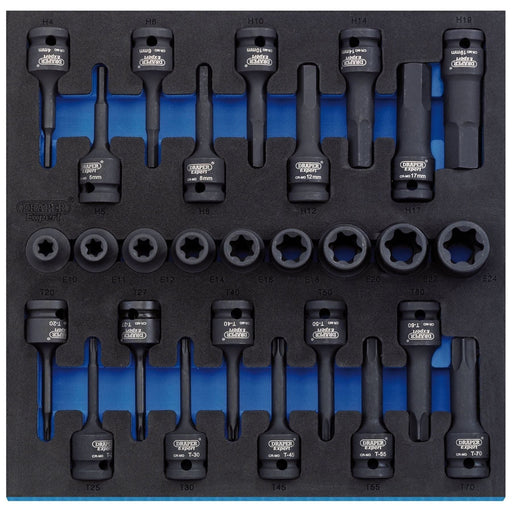Draper TX-STAR Impact & Hex Socket Set in 1/2 Drawer EVA Insert Tray, 1/2" Sq. D Draper - Town Tools 
