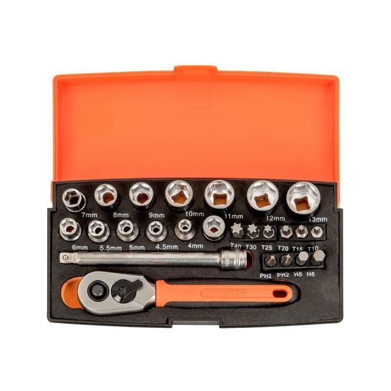 Bahco SL25 1/4in Drive Socket Set, 25 Piece Bahco - RockBottom Northampton