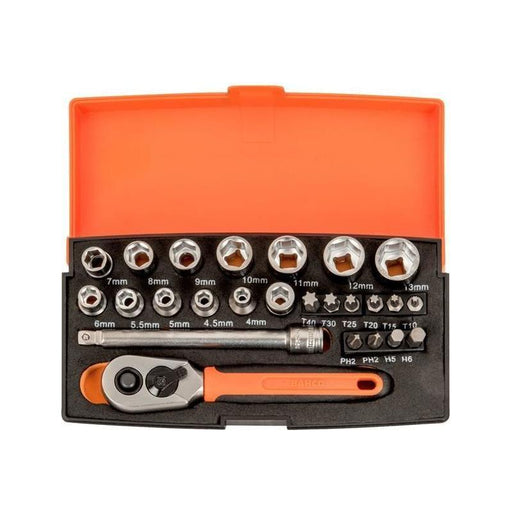 Bahco SL25 1/4in Drive Socket Set, 25 Piece Bahco - RockBottom Northampton