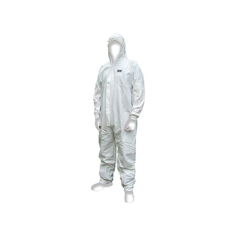 Scan Chemical Splash Resistant Disposable Coverall White Type 5/6 L (39-42in) Scan - RockBottom Nothampton