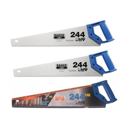 Bahco 2 x 244 Hardpoint Handsaw 550mm (22in) & 1 x 244 Fine Cut Handsaw 550mm (22in) Bahco - RockBottom Northampton