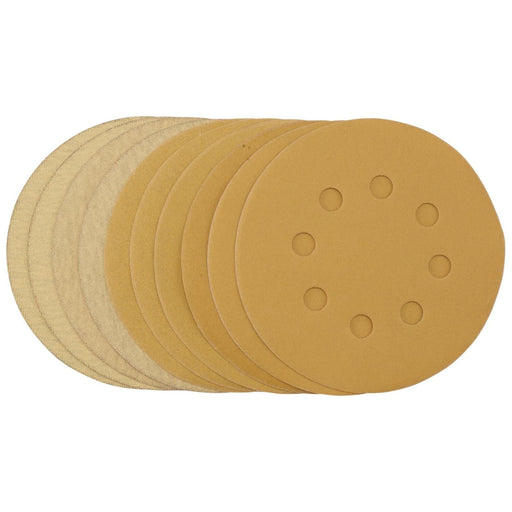 Draper Gold Sanding Discs with Hook & Loop, 125mm, Assorted Grit - 120G, 180G, 2 Draper - Town Tools 