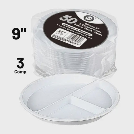 Deluxe 9" Compartment Plates 50Pk