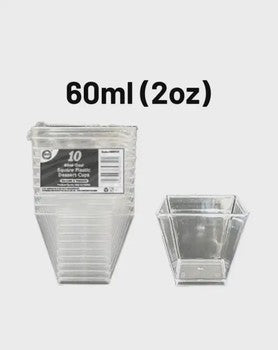 60Ml Square Plastic Dessert Cups 10Pk