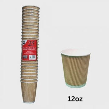 12Oz Hot/Cold Paper Cups 25Pcs